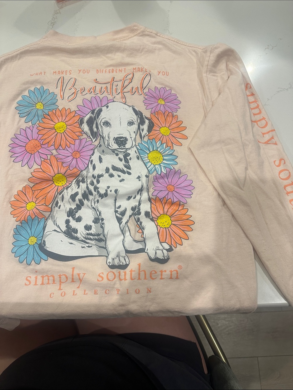 Simply Southern long sleeve Dalmatian flower long sleeve shirt medium